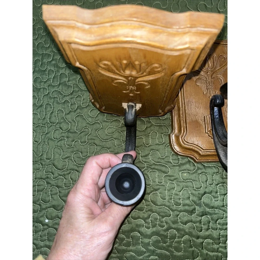Homco‎ Wall Decor Candle Holder Pair , Tapered Candle Holder Vintage Mcm